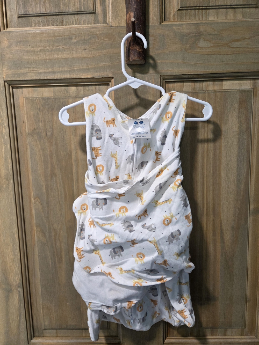HALO White Sleep Sack with Yellow and Gray Safari Animal Print